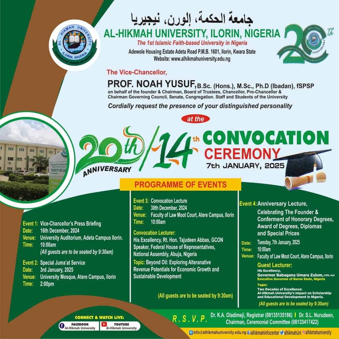 Al-Hikmah University 20th Anniversary and 14th Convocation Ceremony
