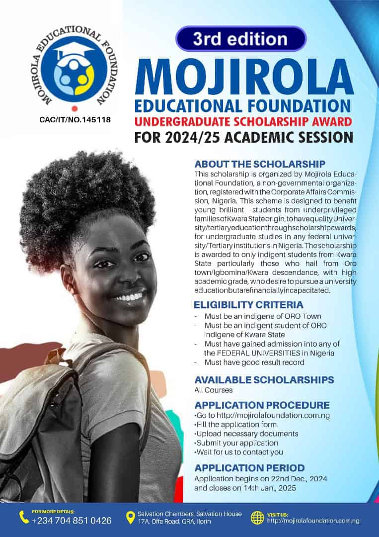 Mojirola Educational Foundation Scholarship Programme 2025