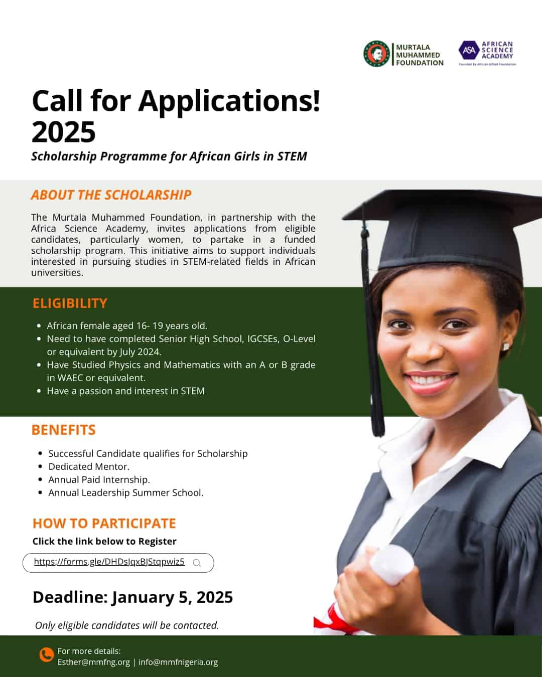 Murtala Muhammed Foundation STEM Scholarship for Women 2025