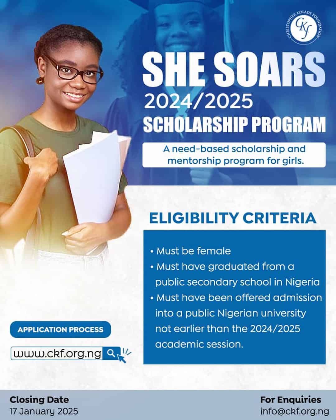 SHE Soars Scholarship Programme 2025