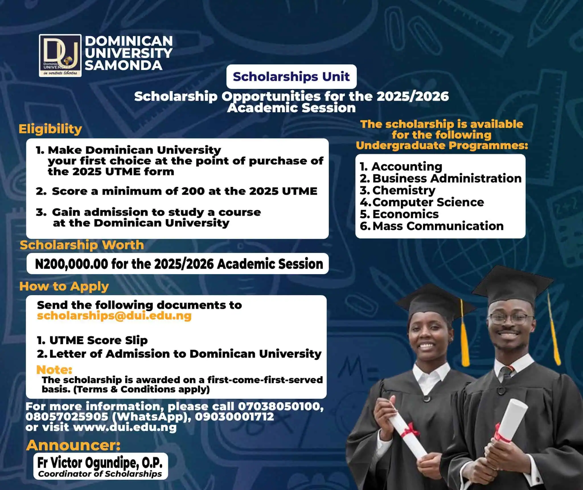 Apply for the Dominican University Scholarship 2025/2026