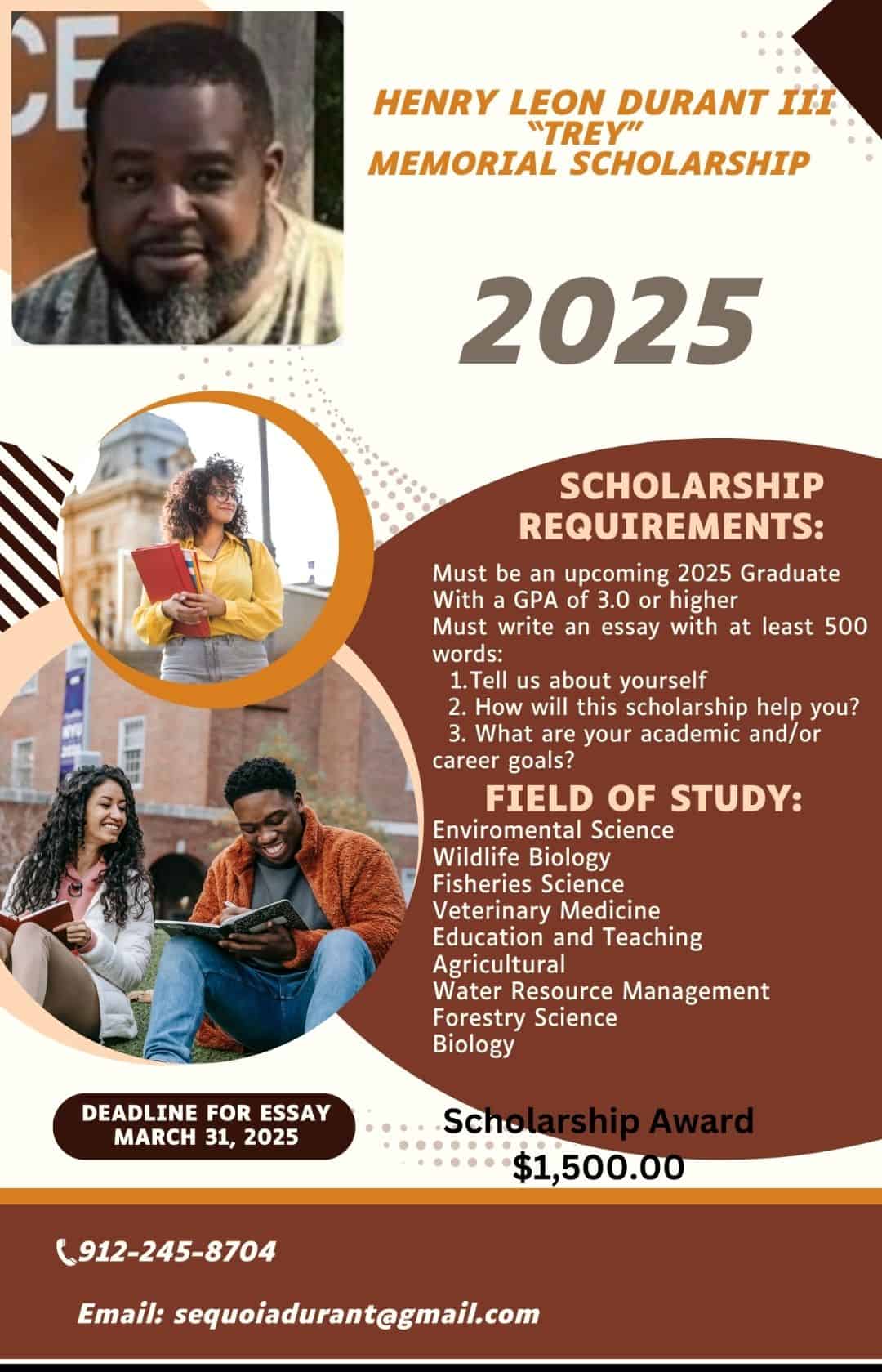 Apply for the Henry Leon Durant Memorial Scholarship 2025