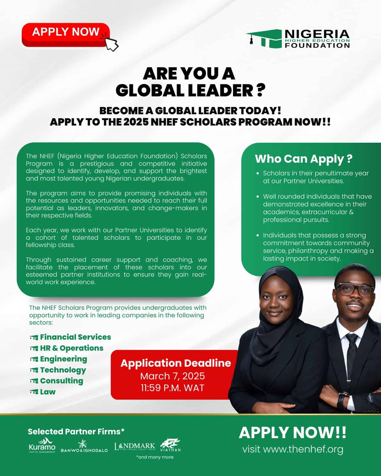 Apply for the 2025 NHEF Scholars Programme