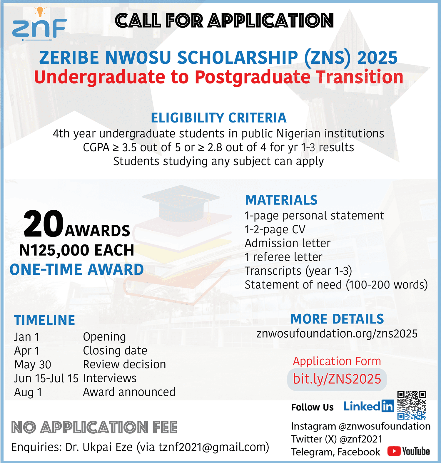 Apply for the Zeribe Nwosu Scholarship 2025