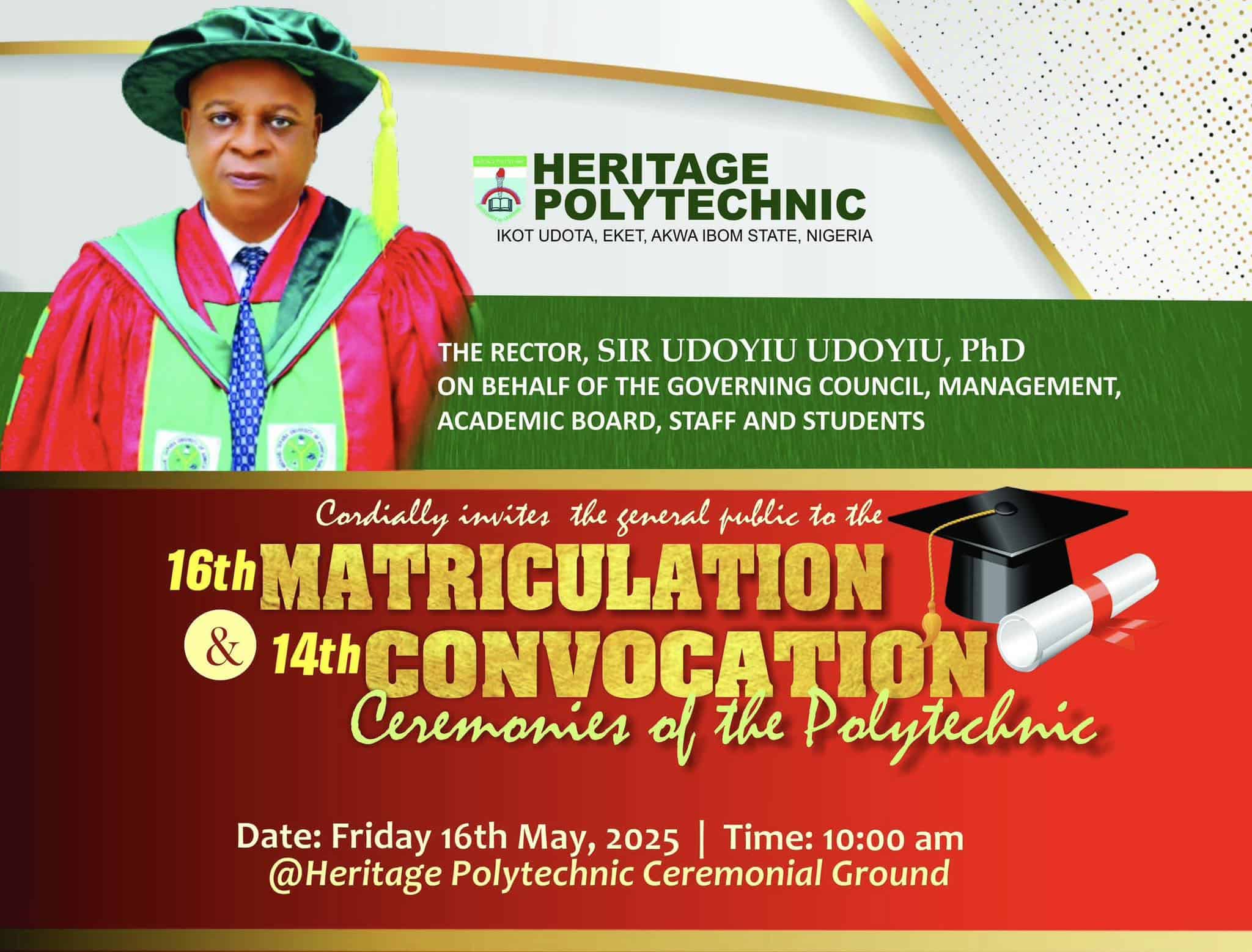 Attend Heritage Polytechnic 16th Matriculation and 14th Convocation Ceremony 2025