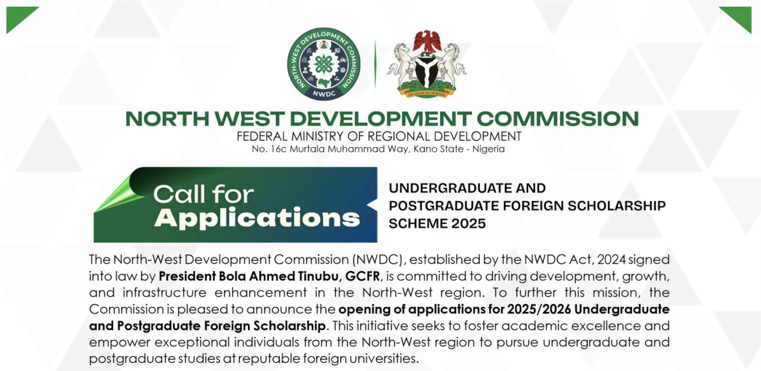 Apply for NWDC 2025/2026 Foreign Scholarship