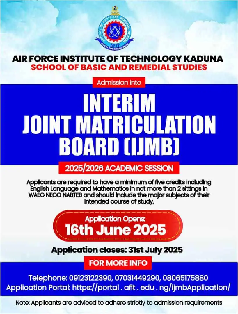 AFIT IJMB Admission Form 2025/2026 Now Available
