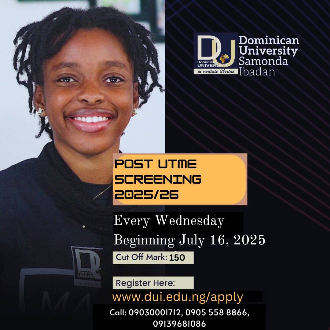 Dominican University Post UTME / Direct Entry Form for 2025/2026 Undergraduate Admission