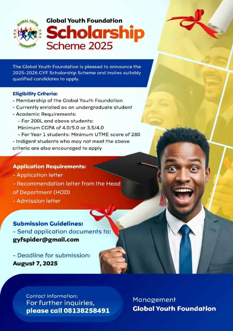 Global Youth Foundation Scholarship 2025: Apply Before August 7