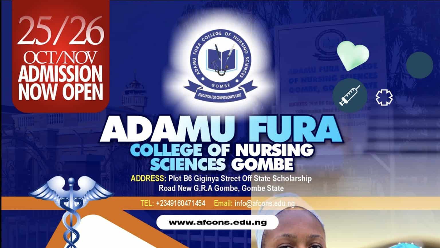 Adamu Fura College of Nursing Sciences Post UTME Form for 2025/2026 ND/HND Nursing Admission