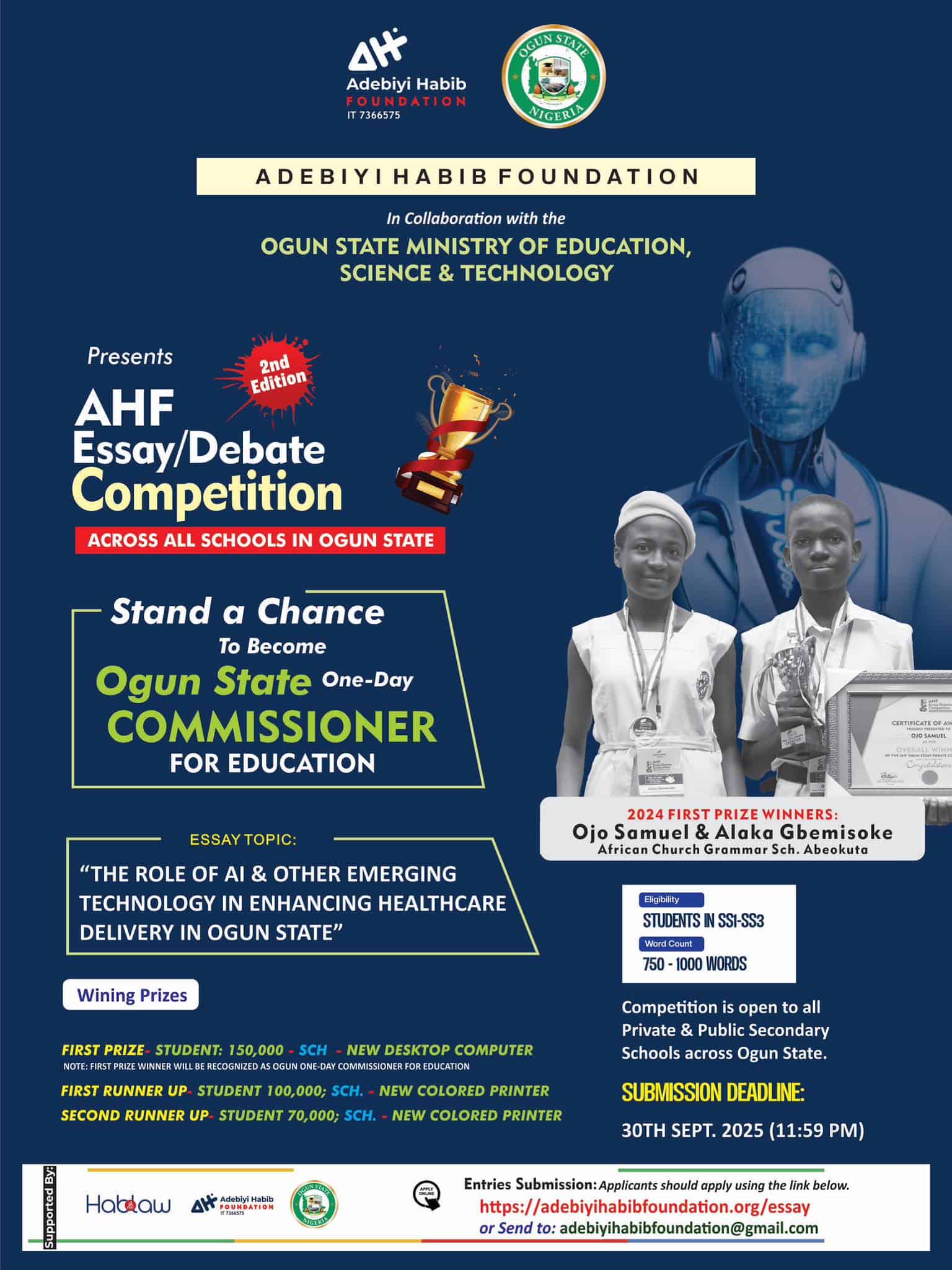 Adebiyi Habib Foundation (AHF) Essay/Debate Competition 2025