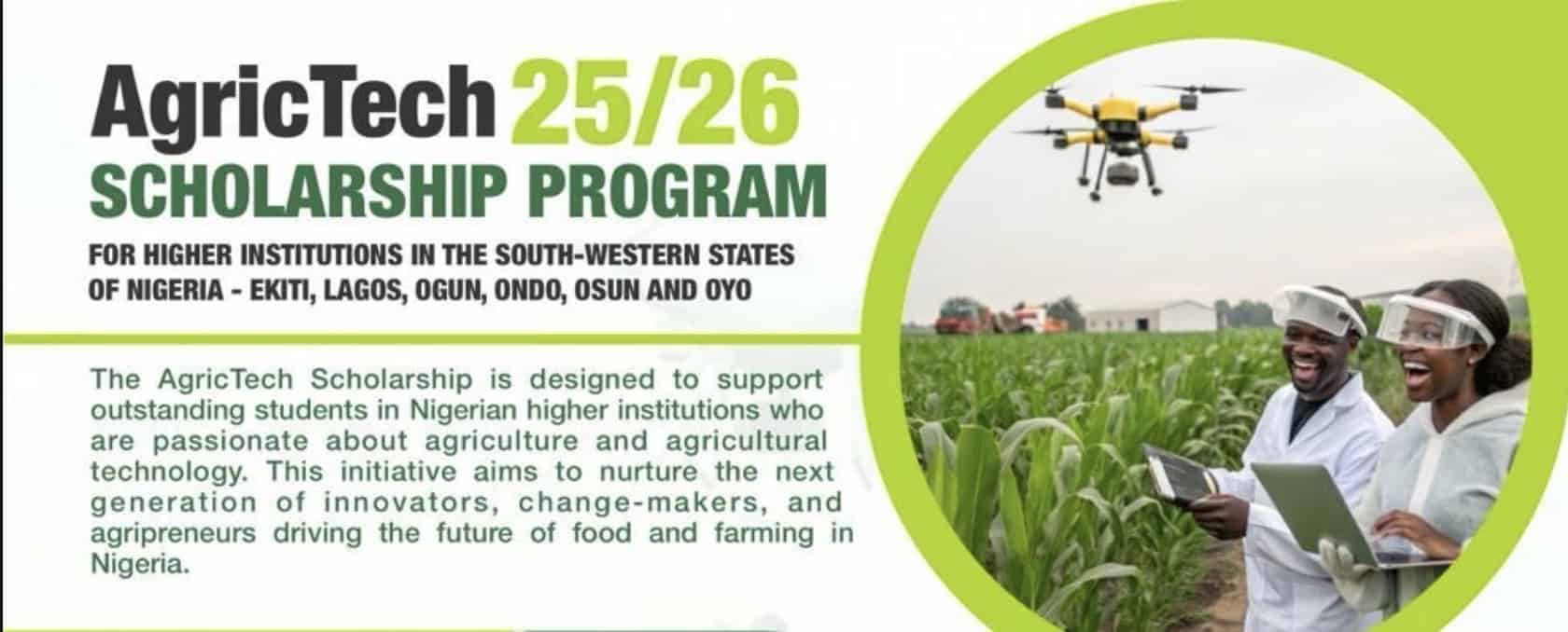 AgricTech Scholarship 2025/2026 Programme for Outstanding Students in Nigerian Higher Institutions