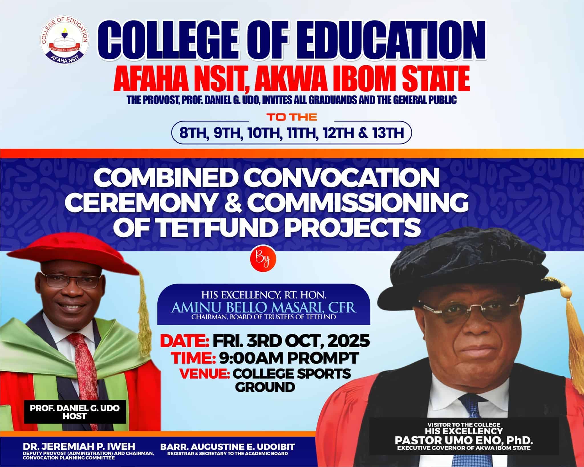Akwa Ibom State College of Education (AKSCOE) 8th - 13th Combined Convocation Ceremony 2025