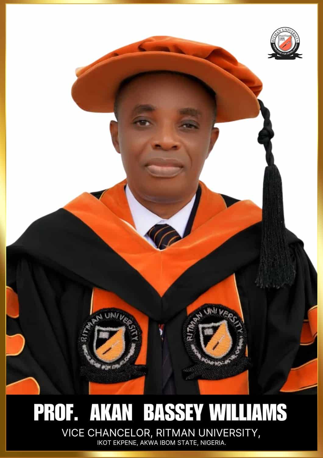 Ritman University Appoints Professor Akan Bassey Williams as Vice-Chancellor