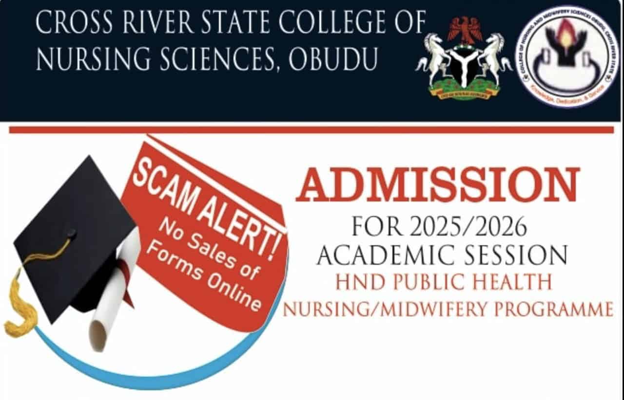 Cross River State College of Nursing Sciences, Obudu HND Programme Admission Form for 2025/2026 Academic Session