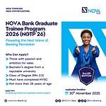 NOVA Bank Graduate Trainee Programme 2026 Guide, Requirements and Application Steps