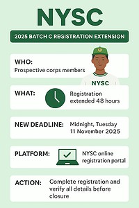 NYSC Extends 2025 Batch C Online Registration