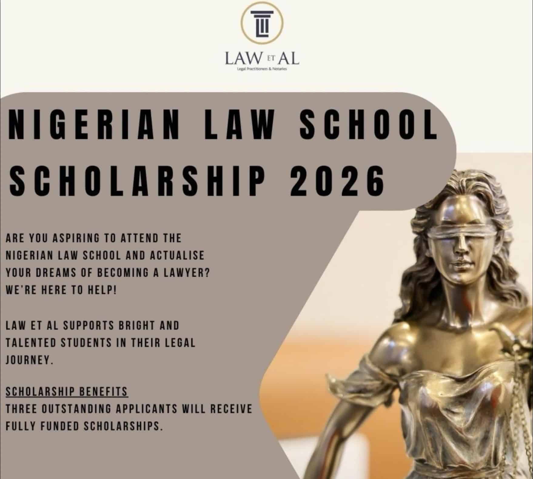 Nigerian Law School Scholarship Programme 2026 for Aspiring Lawyers