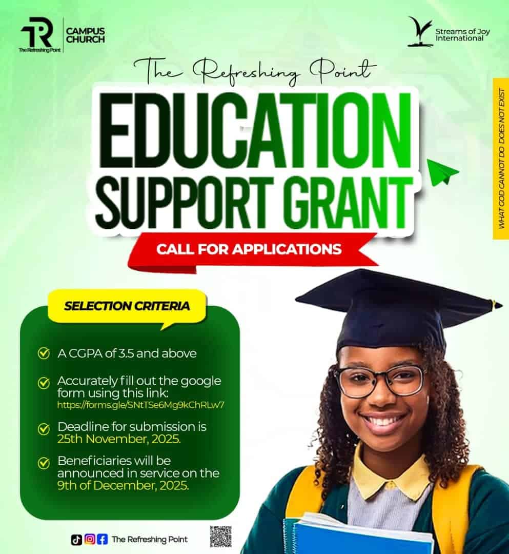 The Refreshing Point Church Education Grant 2025 for MOUAU and Abia State University Students