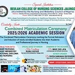 Beulah College of Nursing Sciences Matriculation 2025/2026 Date