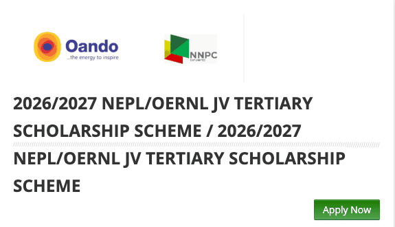 Oando 2026/2027 Tertiary Scholarship Scheme application now open