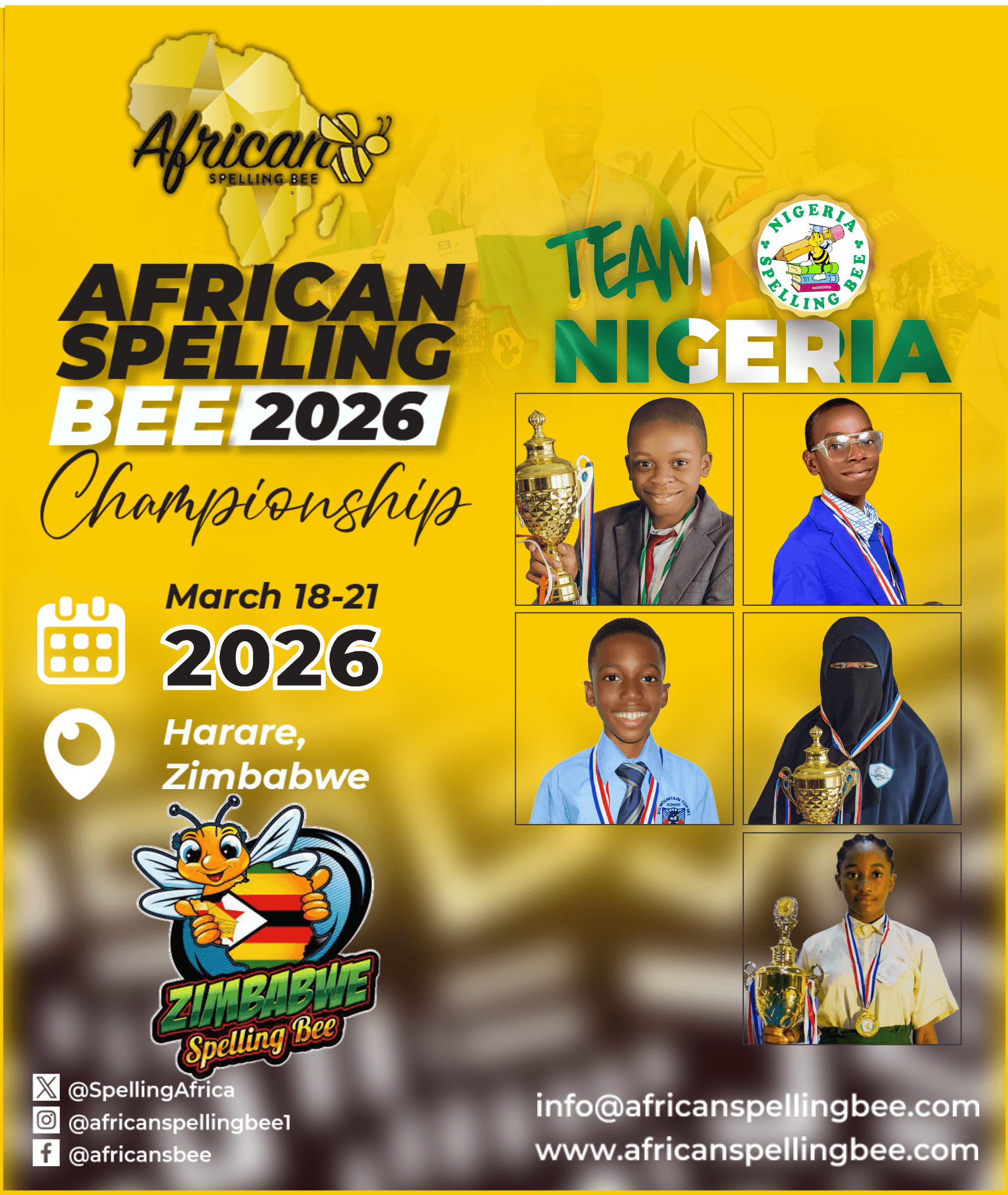 Nigeria’s top young spellers head to Zimbabwe for 2026 African Spelling Bee Championship