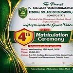 FCE Gidan Madi Matriculation Ceremony 2026: Date and Venue