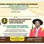 FUNATO Matriculation 2026: Date, Venue & Lecture Theme