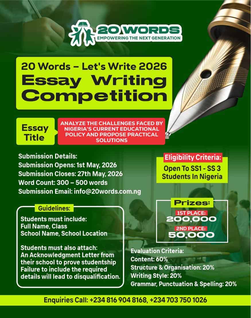 20 Words Let’s Write 2026 Essay Writing Competition for Nigerian Students