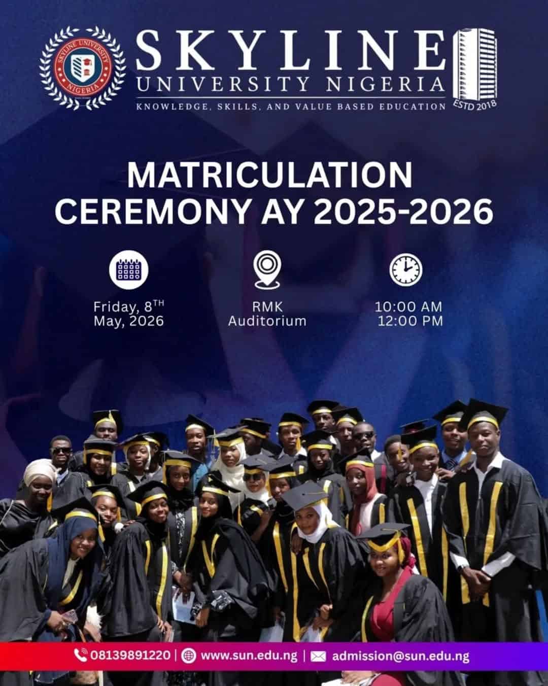 Skyline University Nigeria Matriculation Ceremony 2025/2026